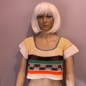 Davis&Dani Multi-colored Cropped Crochet Top